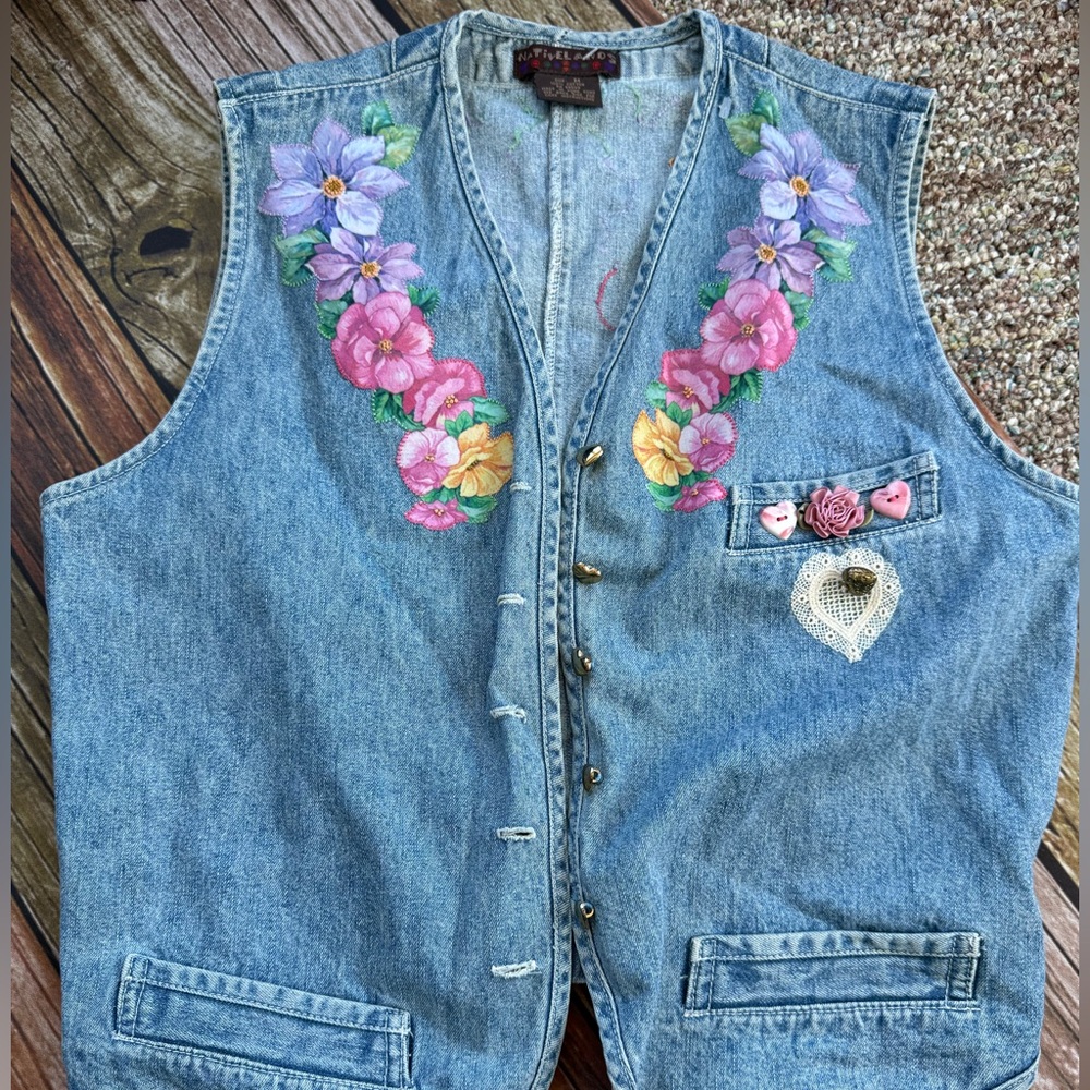 Vintage 90s Embroidered Denim Vest